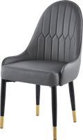 Modern Leather Dining Chair Set Of 2, Upholstered Accent Dining Chair, Legs With Black Plastic Tube Plug Grey Leather