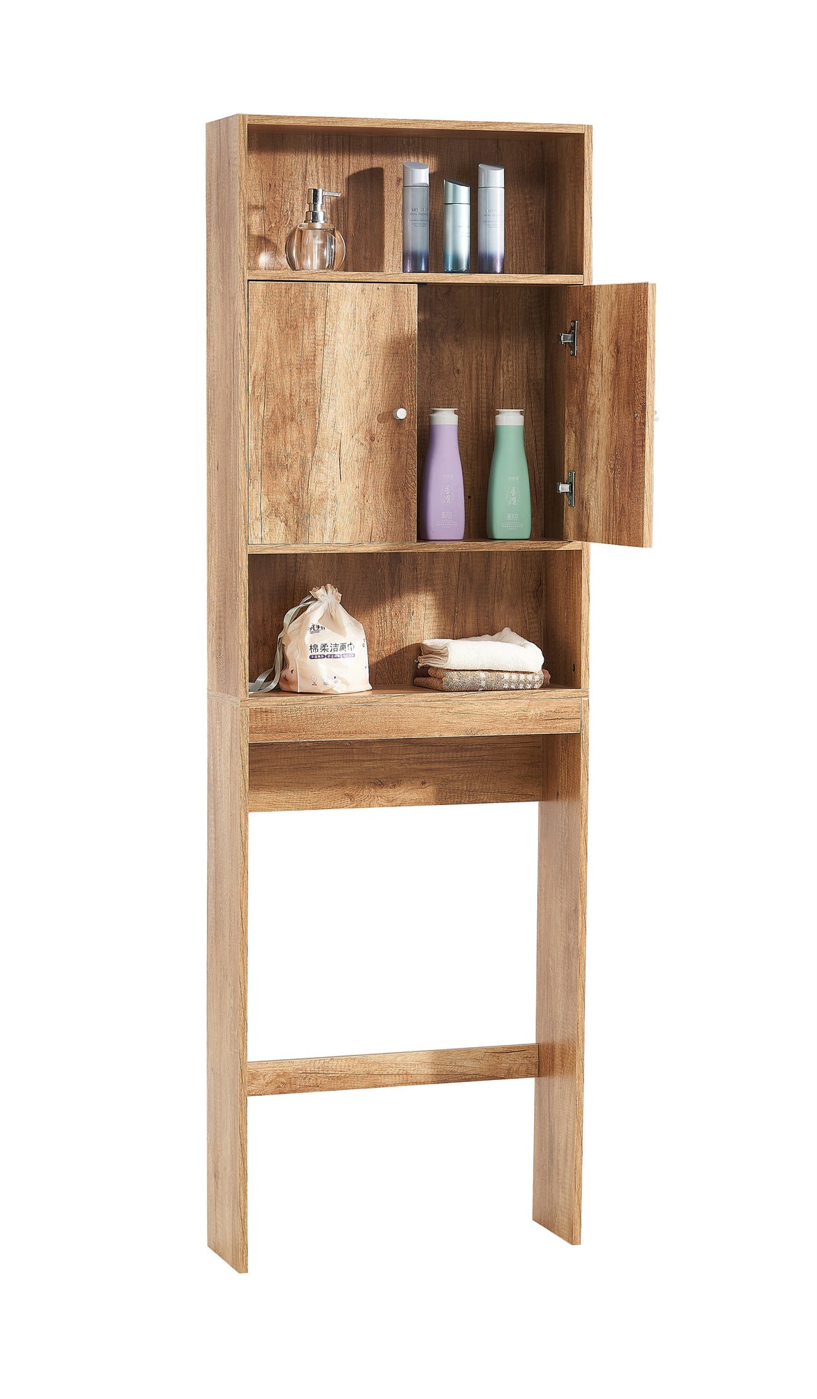 Home Bathroom Shelf Over The Toilet, Bathroom Spacesaver, Bathroom, Tollilet Storage Cabinet, Wood Yellow Brown Mdf