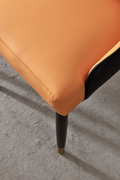 Modern Leather Dining Chair Set Of 2, Upholstered Accent Dining Chair, Legs With Black Plastic Tube Plug Orange Leather