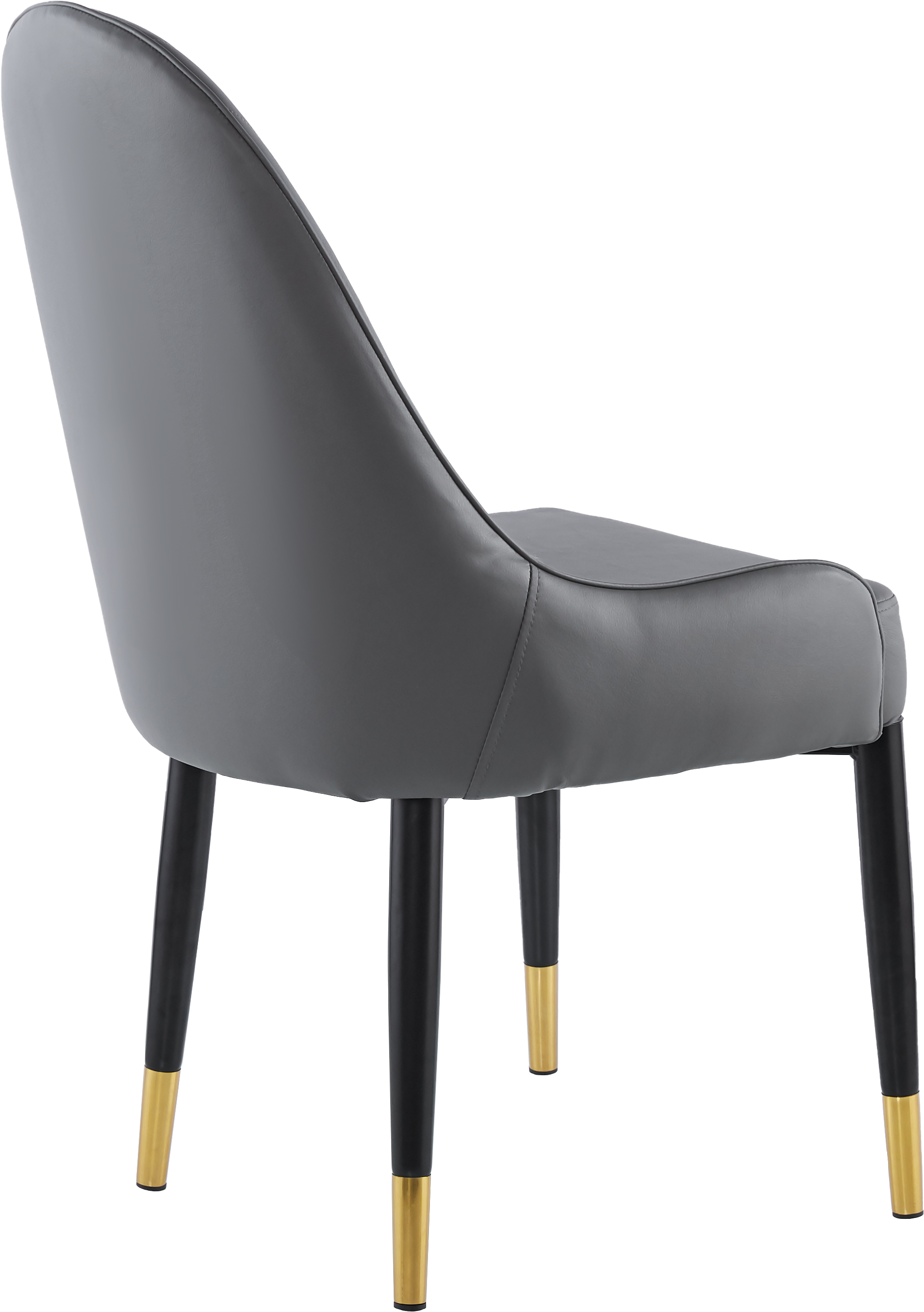 Modern Leather Dining Chair Set Of 2, Upholstered Accent Dining Chair, Legs With Black Plastic Tube Plug Grey Leather