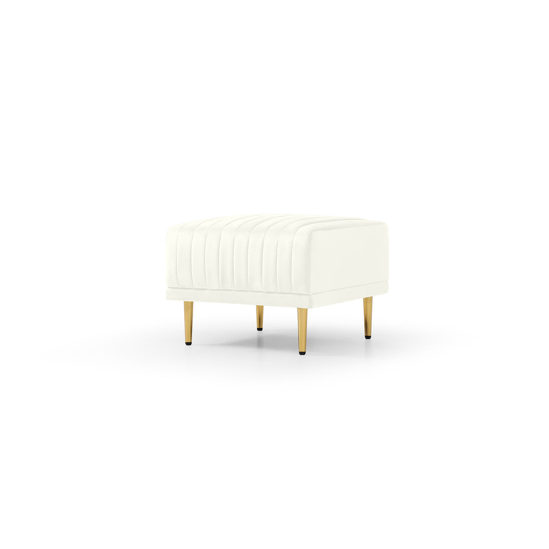 Square Ottoman Cream Velvet Stool Seat With Metal Legs, Footrest For Bedroom To Match With Living Room Chairs Armchairs Beige Foam Velvet