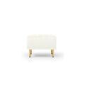 Square Ottoman Cream Velvet Stool Seat With Metal Legs, Footrest For Bedroom To Match With Living Room Chairs Armchairs Beige Foam Velvet