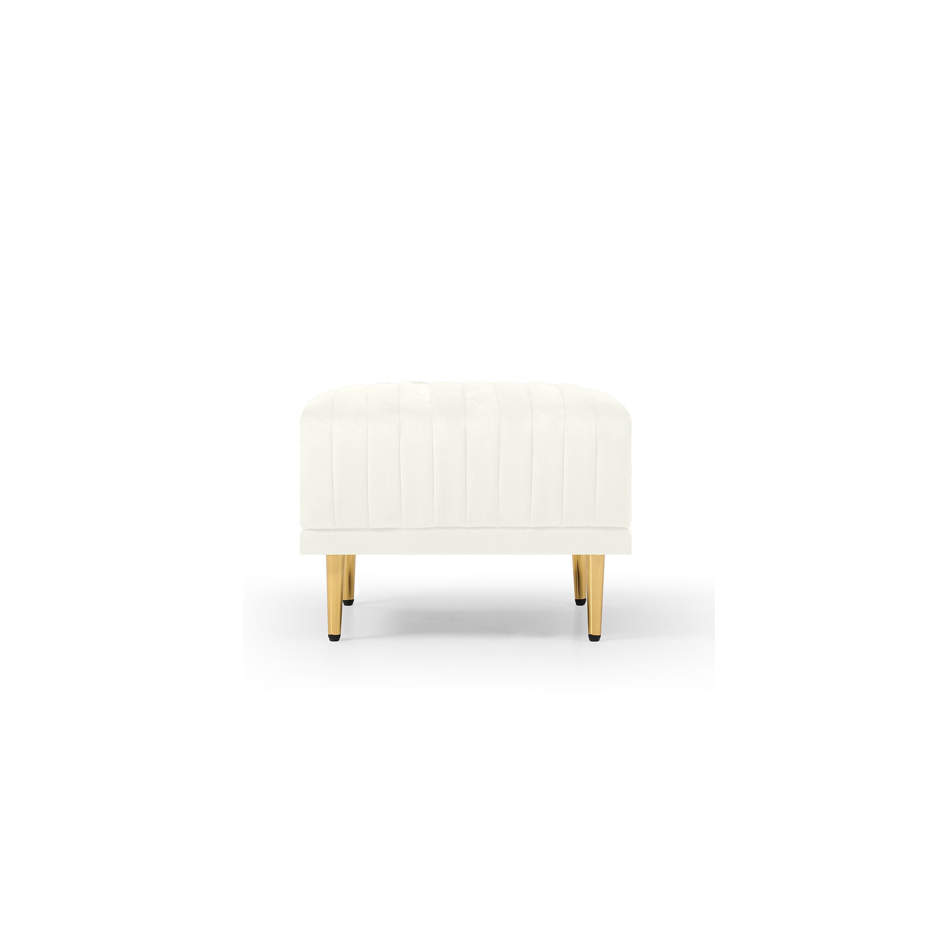 Square Ottoman Cream Velvet Stool Seat With Metal Legs, Footrest For Bedroom To Match With Living Room Chairs Armchairs Beige Foam Velvet