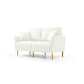 Set Of 2 Couches 2 Piece Cream Velvet Upholstered Living Room Sofa Set, Including 2 Seater Sofa And Loveseat With Four Throw Pillows And Metal Legs Cream Foam Velvet