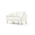Cream White 2 Seater Loveseat Sofa Couch W Pillows And Metal Legs, Upholstered Modern Beautiful Seats Furniture For Bedroom, Office, Small Space, Apartment Cream Foam Velvet