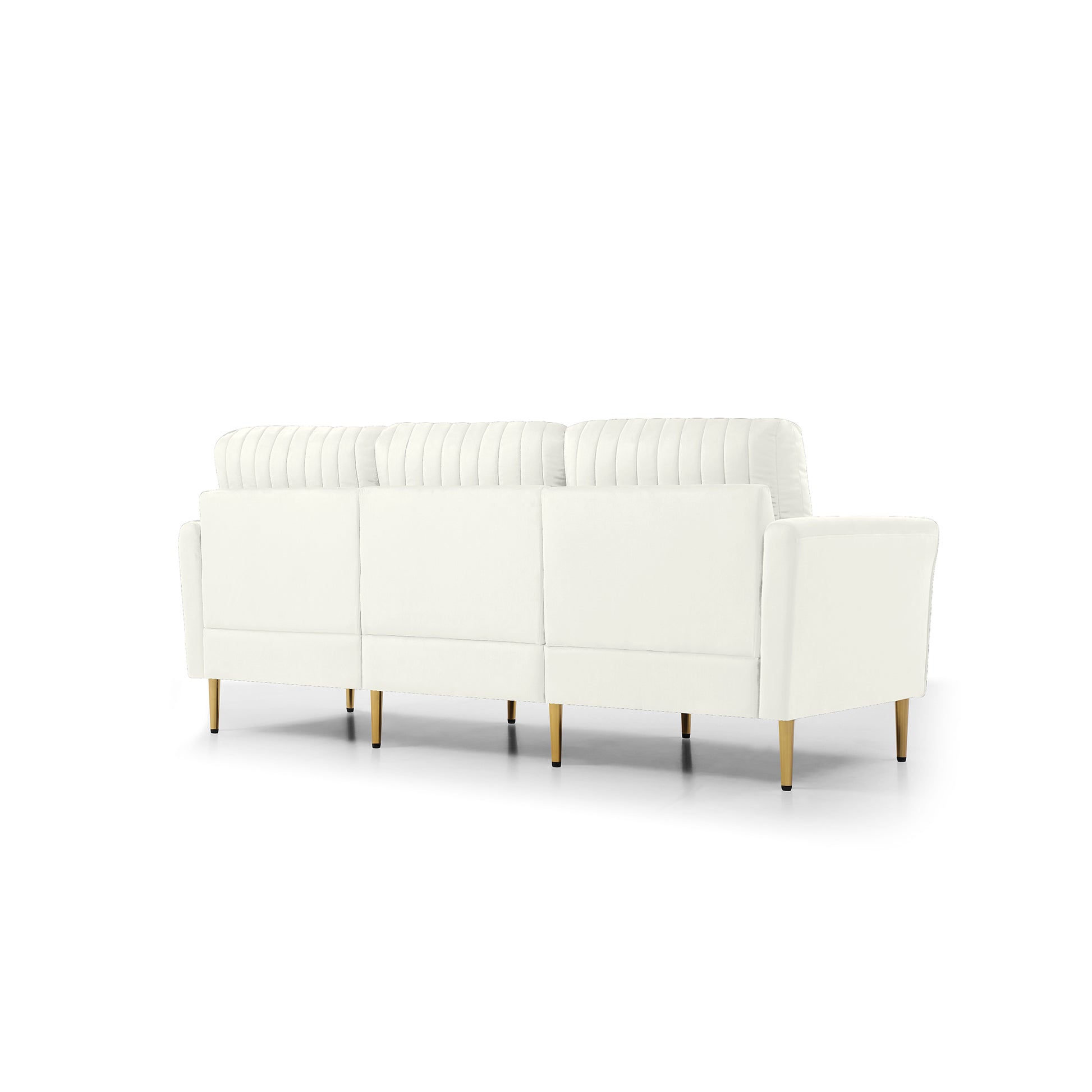 L Shaped Sectional Sofa Couch With Velvet Fabric, Reversible Sectional Sofa Couch For Small Space, Cream Color Cream Foam Velvet