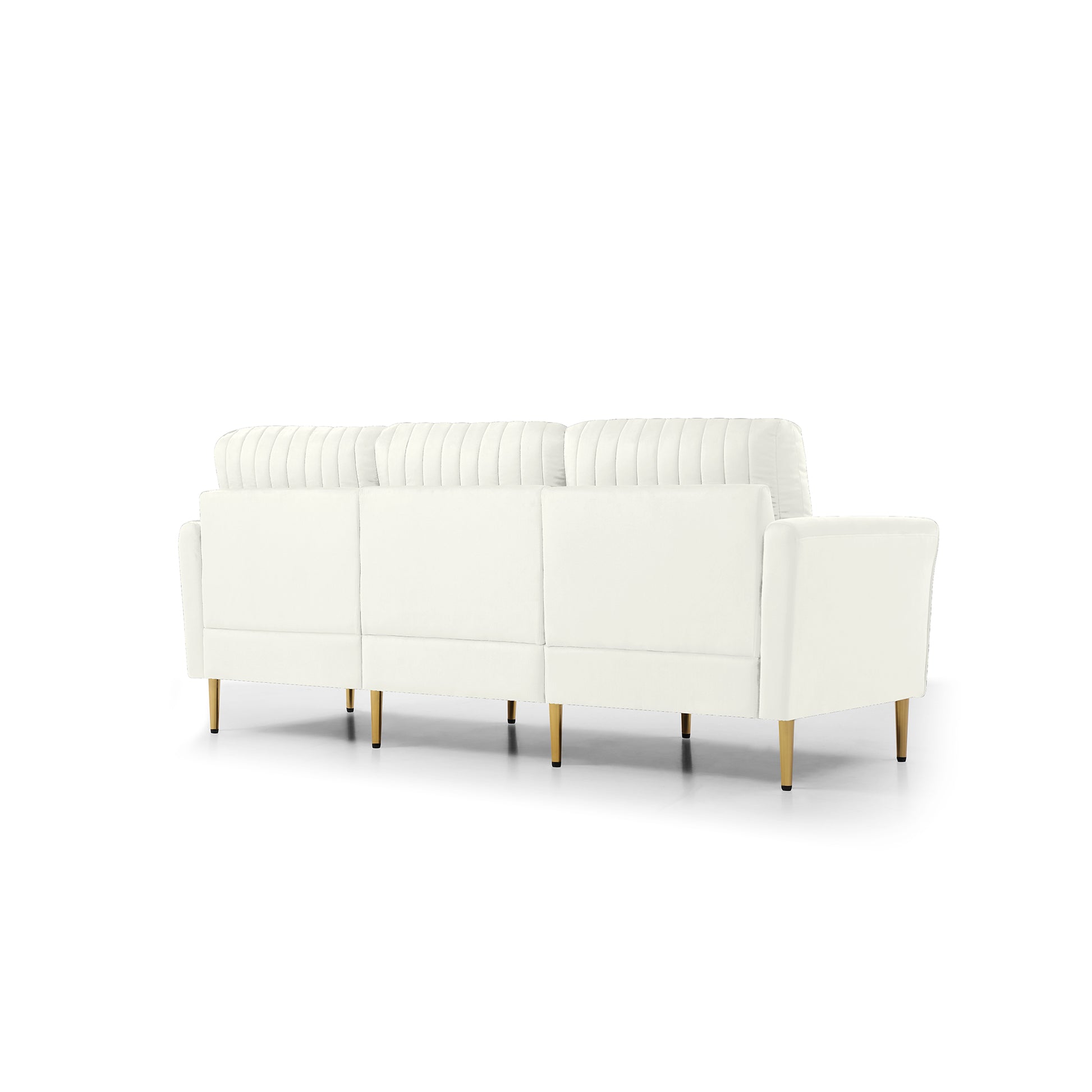 Modern Upholstered Sofa 3 Seater Couches And 2 Set Of 2 Seater Couchses For Living Room Sectional Sofas W Throw Pillows And Gold Metal Legs, Cream Velvet Cream Foam Velvet