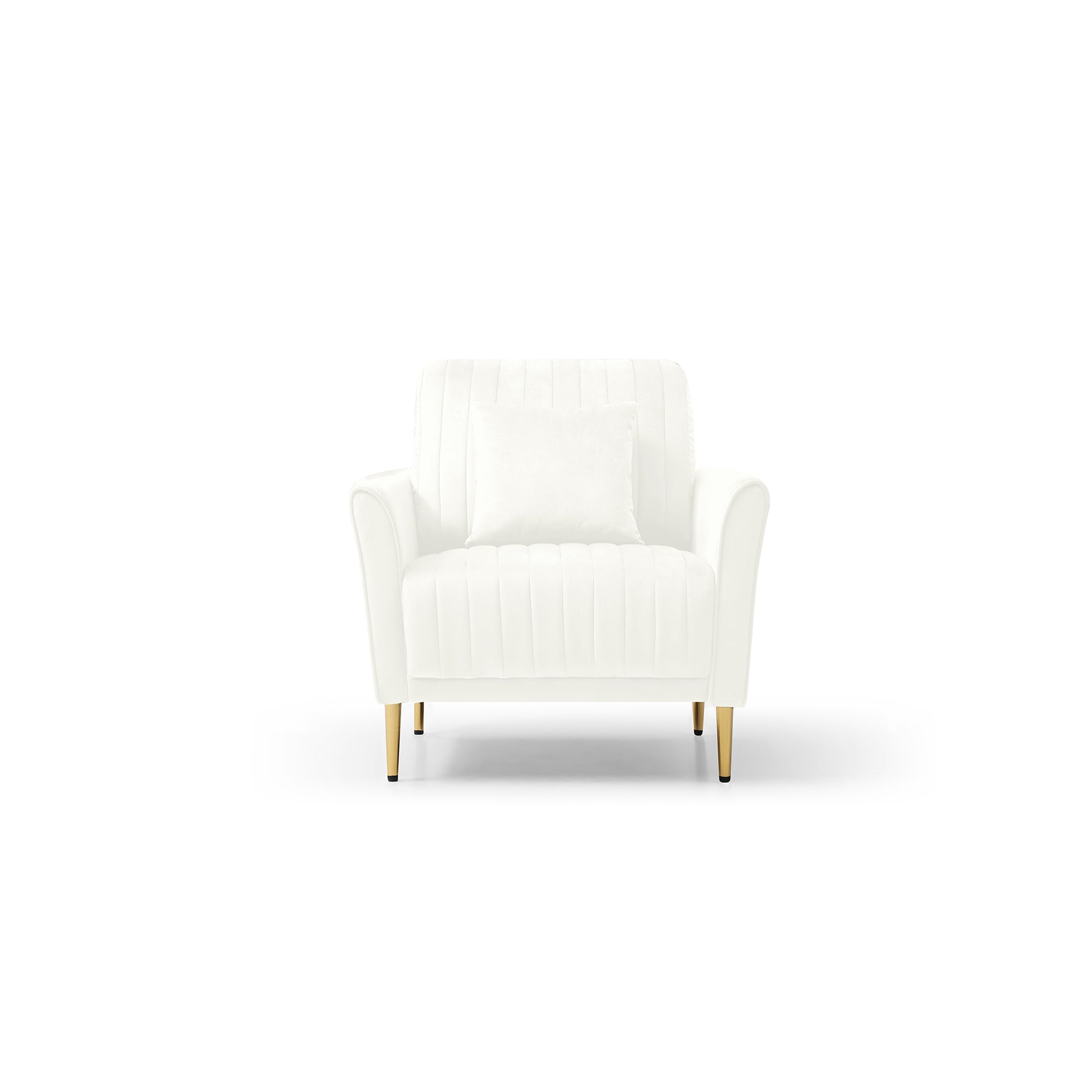 Contemporary Velvet Upholstered Accent Chair And Ottoman Set With Deep Channel Tufting,Cream Cream Foam Velvet