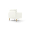 Contemporary Velvet Upholstered Accent Chair And Ottoman Set With Deep Channel Tufting,Cream Cream Foam Velvet