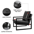 Pu Leather Accent Arm Chair Mid Century Upholstered Armchair With Metal Frame Extra Thick Padded Backrest And Seat Cushion Sofa Chairs For Living Room Black Pu Leather Metal Frame Foam Sf 008 Black Foam Pu