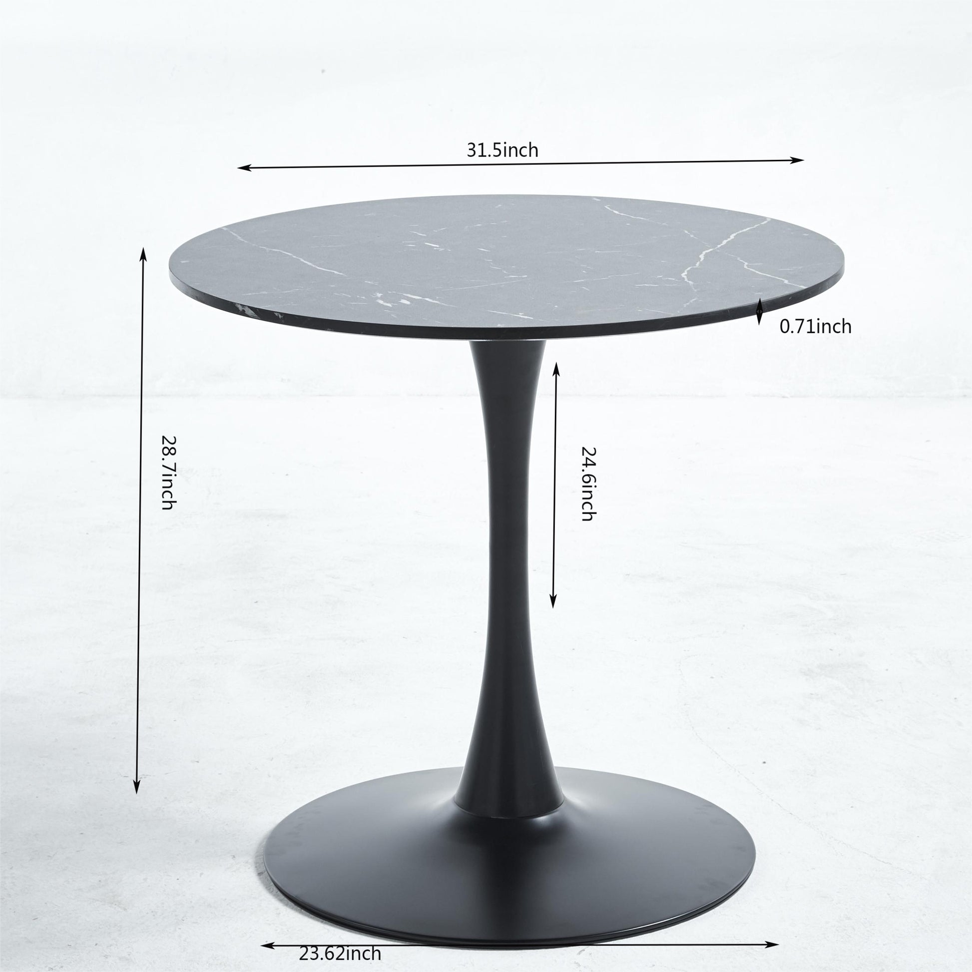 Tulip Special Dining Table,Black Marble Color Top,Mdf Dining Tablekitchen Table,Exective Desk Marble Mdf