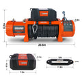 Zesuper 13000 Lb Load Capacity Electric Winch 12V Waterproof Ip67 Winch Truck Winch Kit Synthetic Rope, Waterproof Off Road Winch For Jeep,Truck,Suv With Wirless Remote And Corded Control Orange Stainless Steel