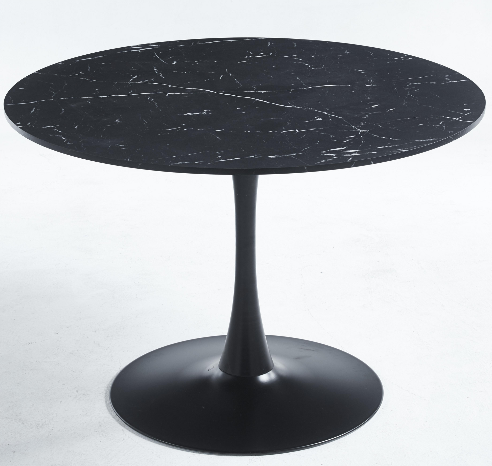 42.1"Black Tulip Table Mid Century Dining Table For 4 6 People With Round Mdf Table Top, Pedestal Dining Table, End Table Leisure Coffee Table Black Mdf