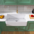 30 Inch Fireclay Farmhouse Kitchen Sink White Single Bowl Apron Front Kitchen Sink, Bottom Grid And Kitchen Sink Drain Included Natural Modern Fireclay