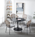 Black And Gray Sennit Chair,Set Of 4,Dining Chair,Coffee Chair Matt Black Metal