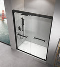 60 In. W X 76 In. Hsliding Framed Shower Door In Black Finish With Clear Glass Matt Black Glass