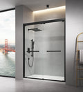 60 In. W X 76 In. Hsliding Framed Shower Door In Black Finish With Clear Glass Matt Black Glass