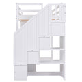 Twin Size Loft Bed With Wardrobe And Staircase, Desk And Storage Drawers And Cabinet In 1, White White Pine