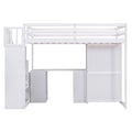 Twin Size Loft Bed With Wardrobe And Staircase, Desk And Storage Drawers And Cabinet In 1, White White Pine