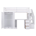 Twin Size Loft Bed With Wardrobe And Staircase, Desk And Storage Drawers And Cabinet In 1, White White Pine