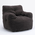 010 Soft Teddy Fabric Tufted Foam Bean Bag Chair With Teddy Fabric Dark Gray Dark Gray Primary Living Space Soft Modern Memory Foam Teddy