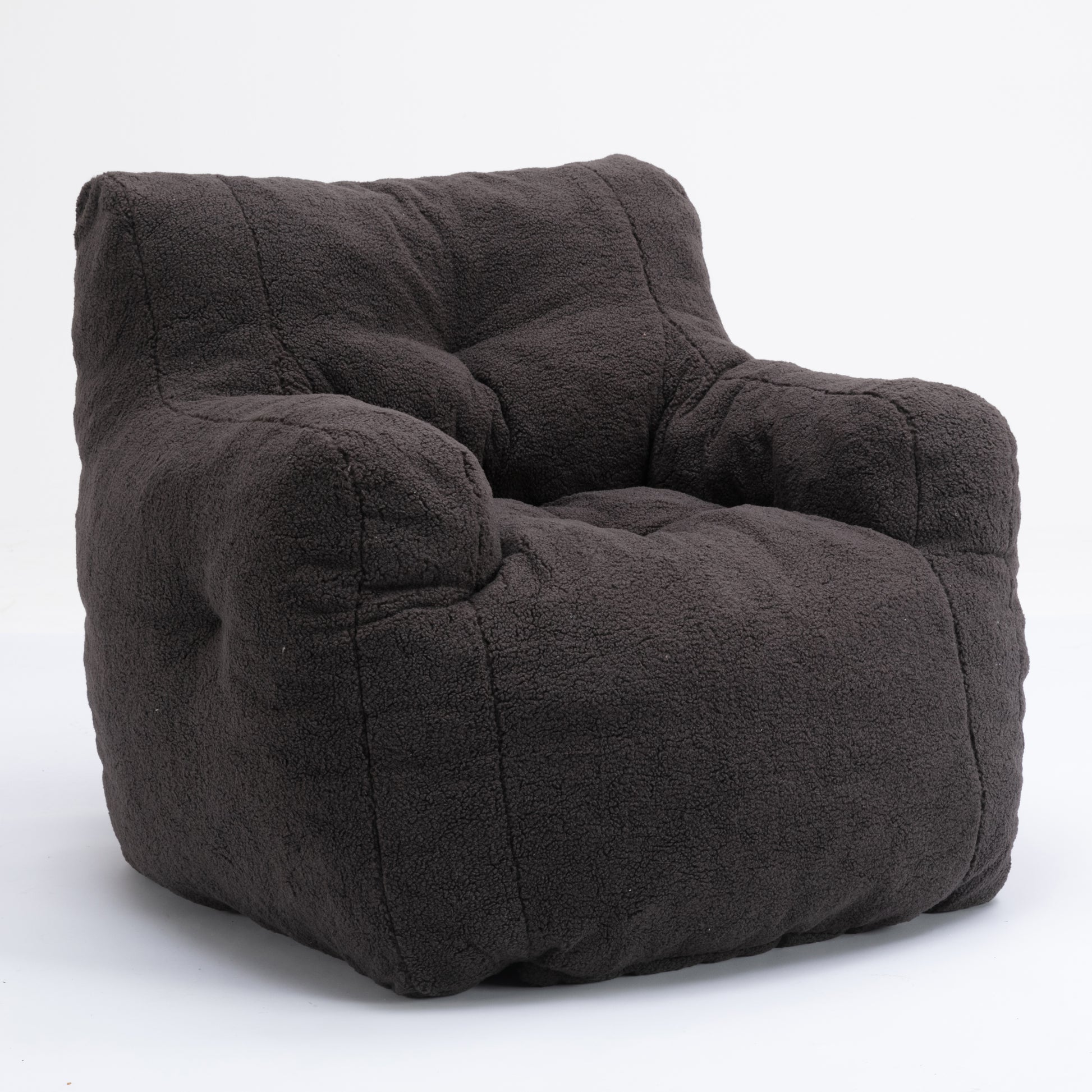 010 Soft Teddy Fabric Tufted Foam Bean Bag Chair With Teddy Fabric Dark Gray Dark Gray Primary Living Space Soft Modern Memory Foam Teddy