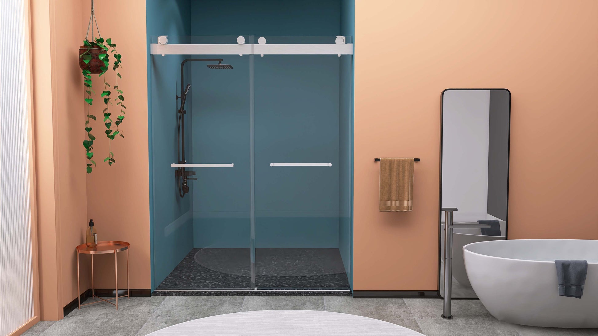 Frameless Double Sliding Shower, 57" 60" Width, 79" Height, 3 8" 10 Mm Clear Tempered Glass,Designed For Smooth Door With Clear Tempered Glass And Stainless Steel Hardware Brushed Nickel Brushed Nickel Glass