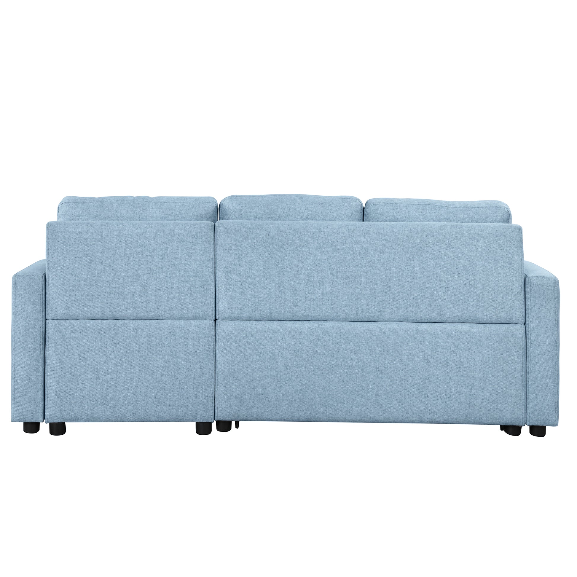 80.3" Orisfur. Pull Out Sofa Bed Modern Padded Upholstered Sofa Bedlinen Fabric 3 Seater Couch With Storage Chaise And Cup Holdersmall Couch For Small Spaces Blue Foam Linen