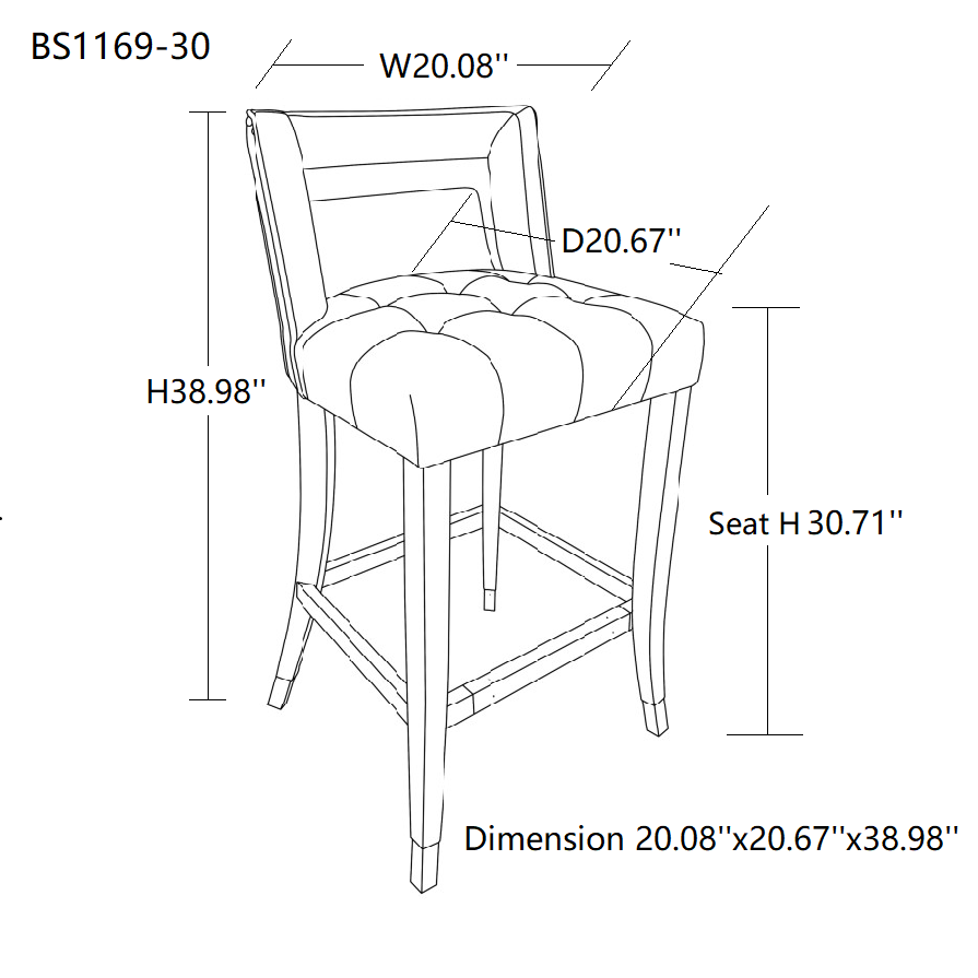 Suede Velvet Barstool With S Dining Room Chair2 Pcs Set 30 Inch Seater Height Grey Foam Fabric