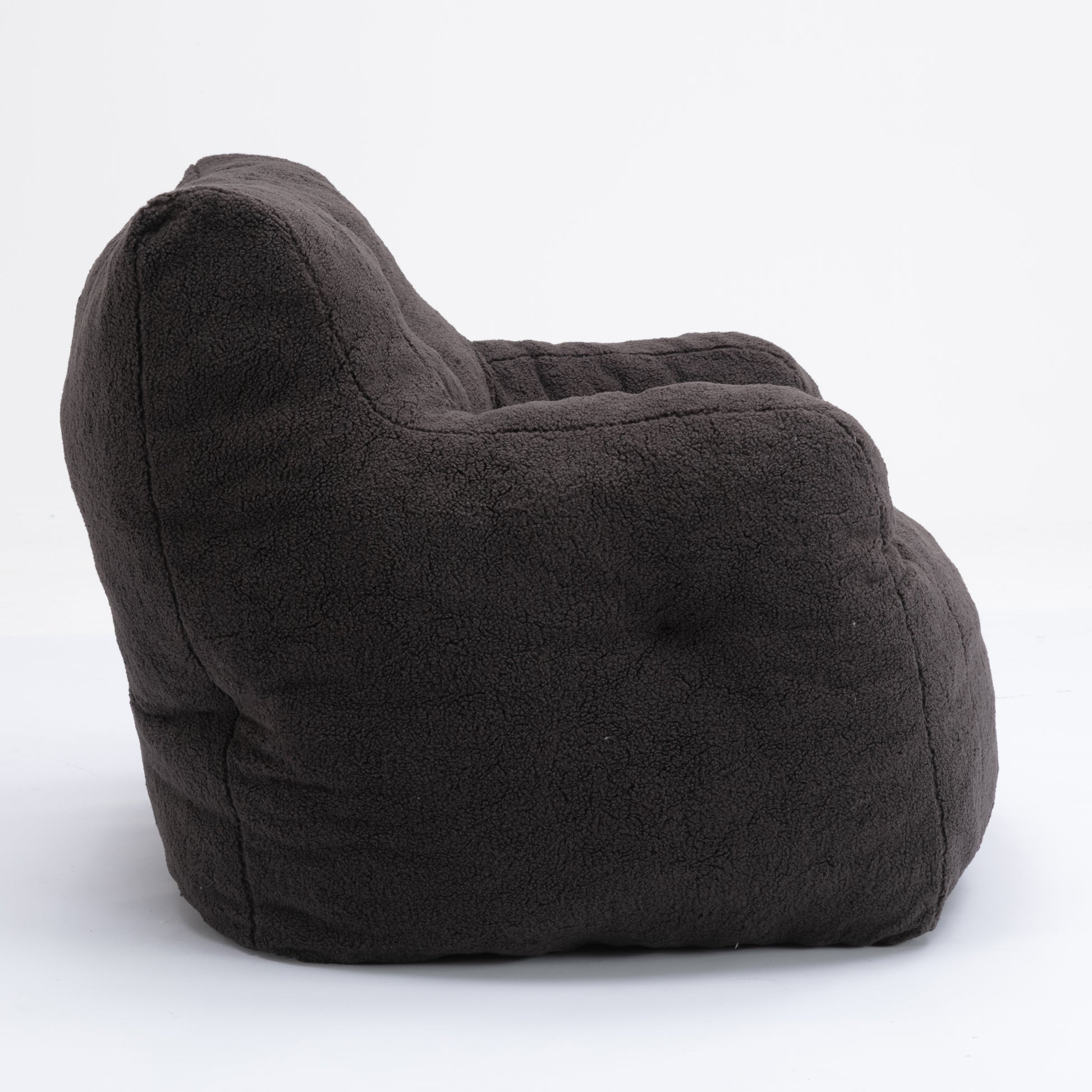 010 Soft Teddy Fabric Tufted Foam Bean Bag Chair With Teddy Fabric Dark Gray Dark Gray Primary Living Space Soft Modern Memory Foam Teddy