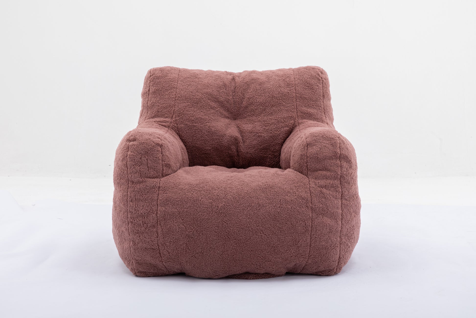 010 Soft Teddy Fabric Tufted Foam Bean Bag Chair With Teddy Fabric Bean Paste Red Bean Paste Red Primary Living Space Soft Modern Foam Teddy