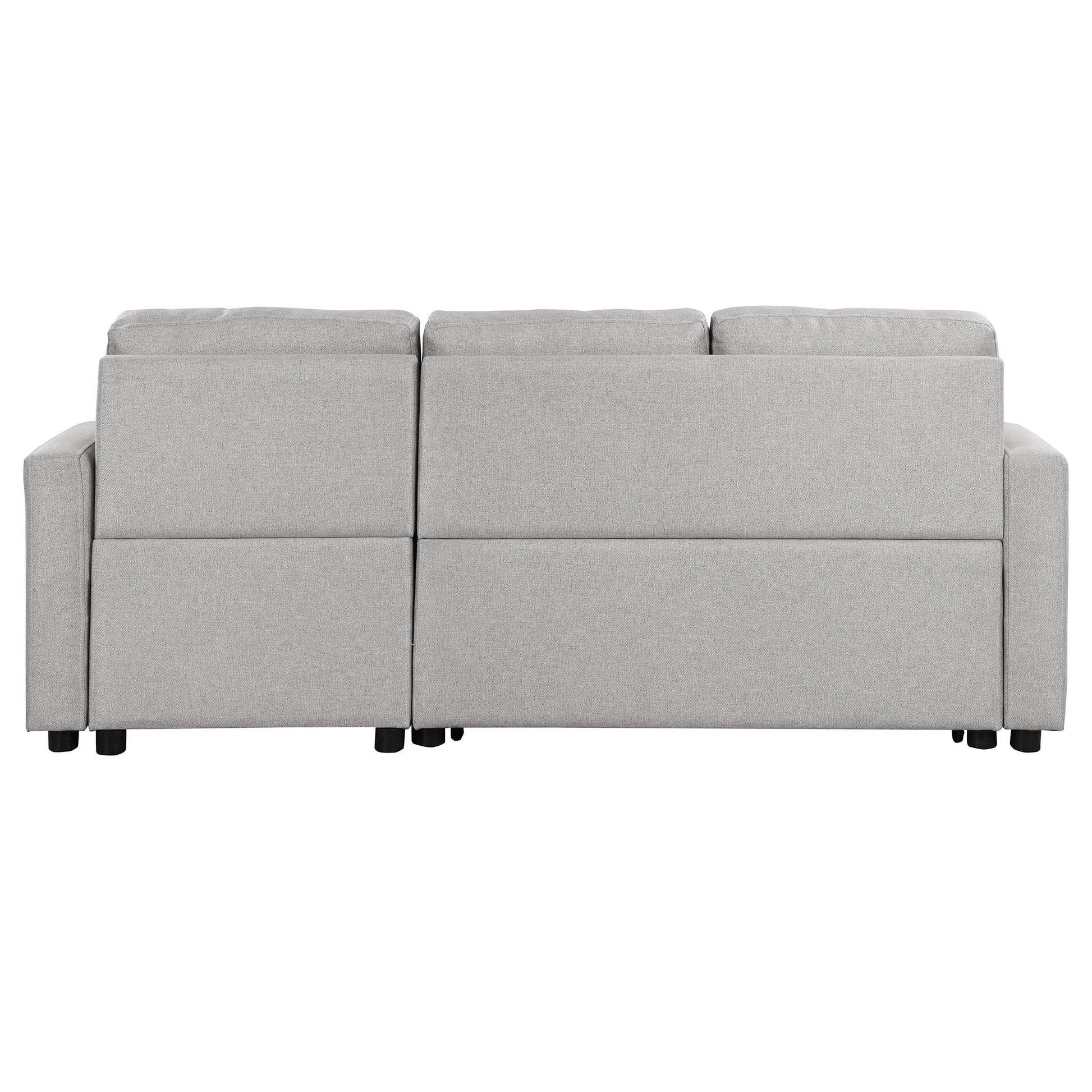 80.3" Orisfur. Pull Out Sofa Bed Modern Padded Upholstered Sofa Bedlinen Fabric 3 Seater Couch With Storage Chaise And Cup Holdersmall Couch For Small Spaces Gray Foam Linen