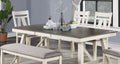 Dining Room Furniture 6Pc Dining Set Table W Leaf And 4X Side Chairs 1X Bench Gray Fabric Cushion Seat White Clean Lines Wooden Table Top Antique White Gray White Dining Room Contemporary,Modern Rubberwood Kitchen & Dining Tables Solid Wood