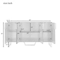 Modern Sideboard With Four Doors, Metal Handles & Legs And Adjustable Shelves Kitchen Cabinet White White Particle Board