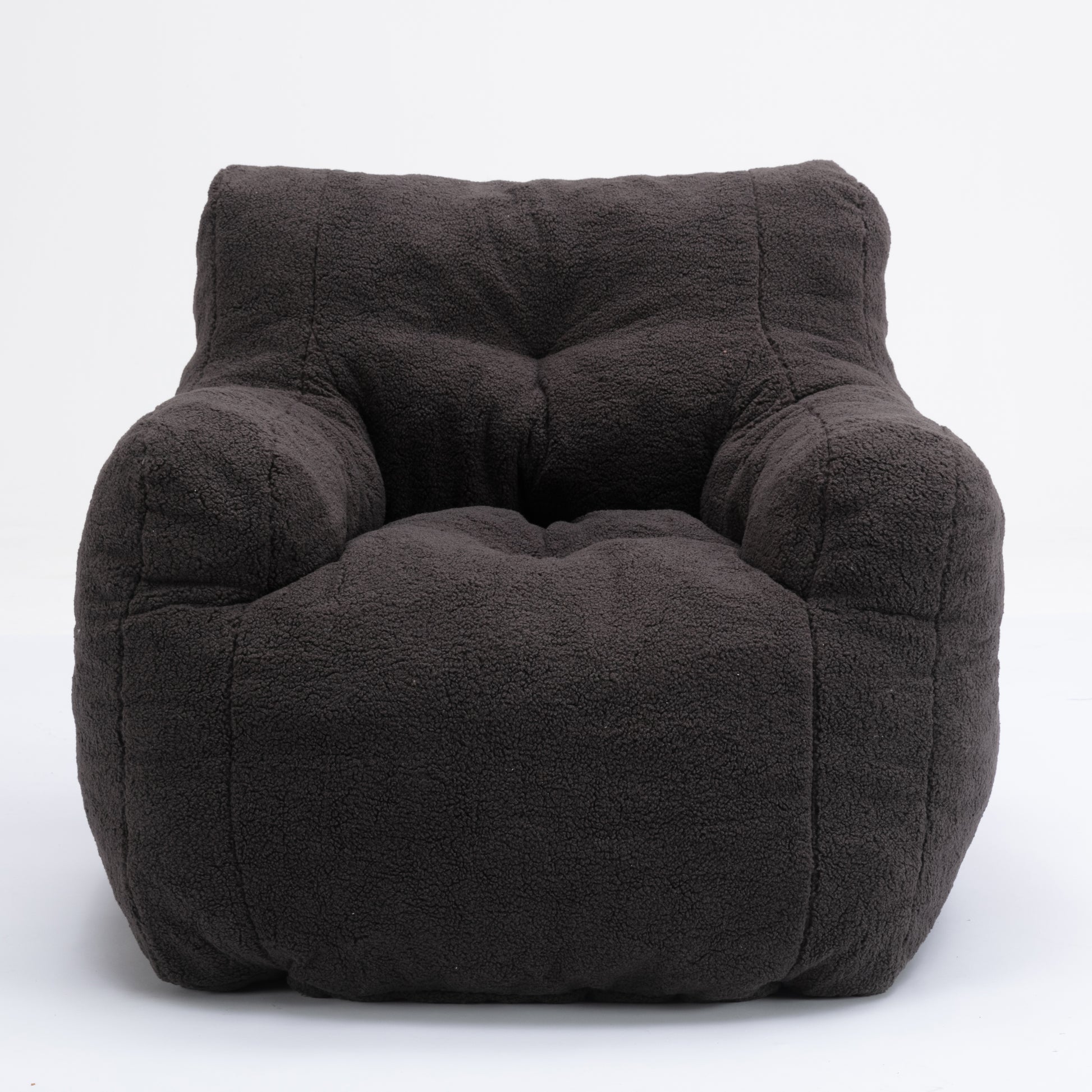 010 Soft Teddy Fabric Tufted Foam Bean Bag Chair With Teddy Fabric Dark Gray Dark Gray Primary Living Space Soft Modern Memory Foam Teddy