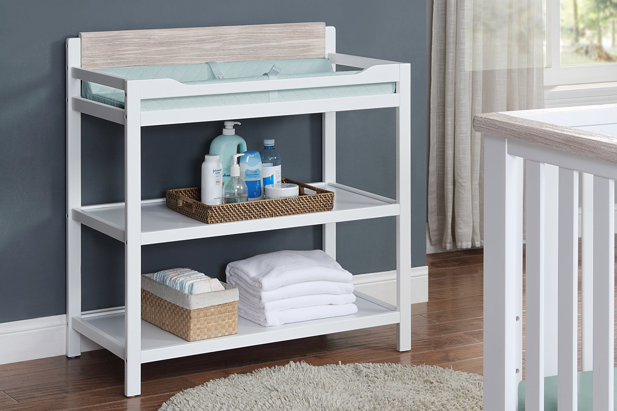 Hayes Changing Table White Natural White Solid Wood