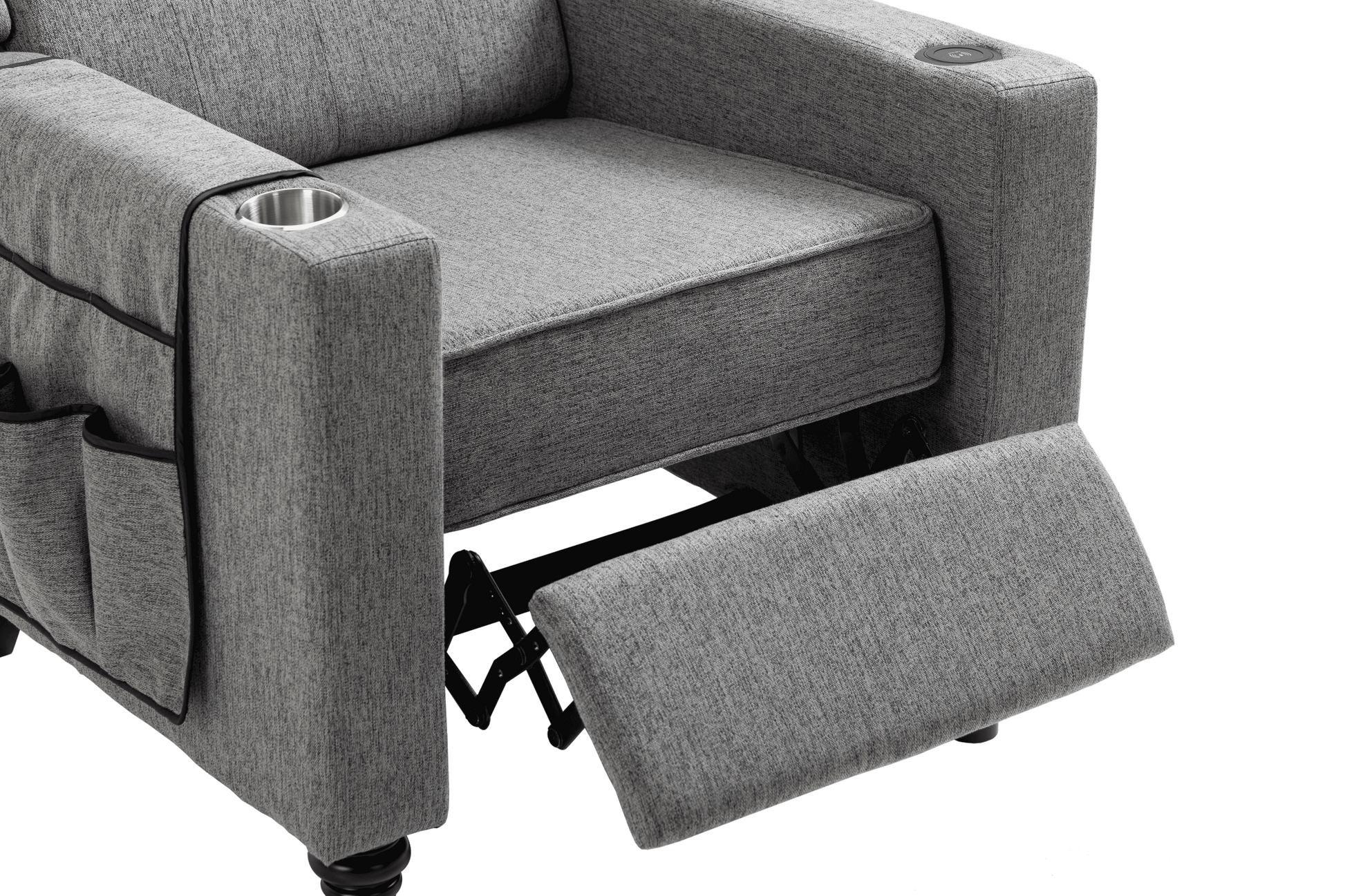 Arm Pushing Recliner Chair, Modern Button Tufted Wingback Push Back Recliner Chair, Living Room Chair Fabric Pushback Manual Single Reclining Sofa Home Theater Seating For Bedroom,Dark Gray Dark Gray Foam Linen