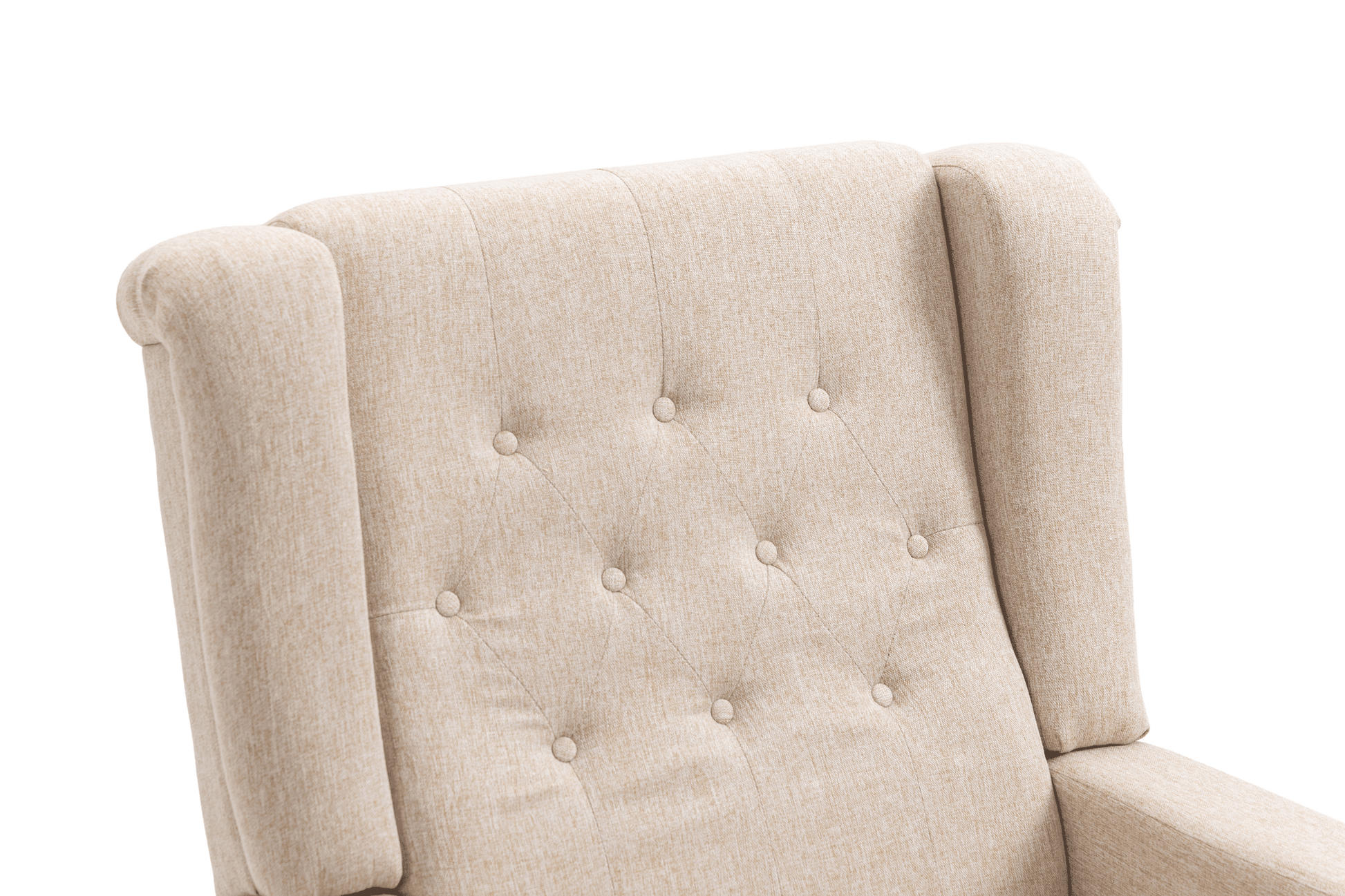 Arm Pushing Recliner Chair, Modern Button Tufted Wingback Push Back Recliner Chair, Living Room Chair Fabric Pushback Manual Single Reclining Sofa Home Theater Seating For Bedroom,Khaki Yelkow Khaki Yellow Foam Linen
