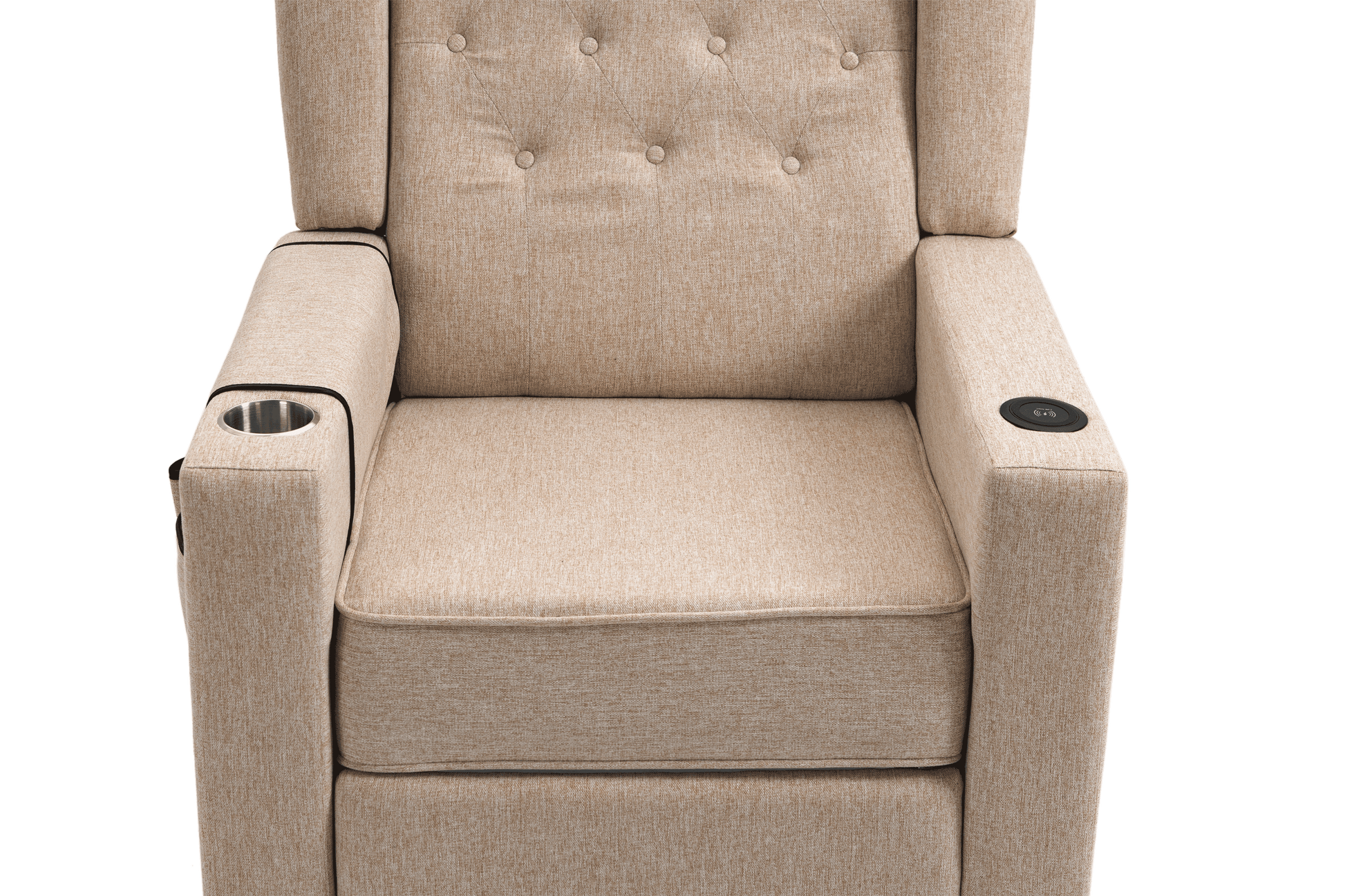 Arm Pushing Recliner Chair, Modern Button Tufted Wingback Push Back Recliner Chair, Living Room Chair Fabric Pushback Manual Single Reclining Sofa Home Theater Seating For Bedroom,Khaki Yelkow Khaki Yellow Foam Linen