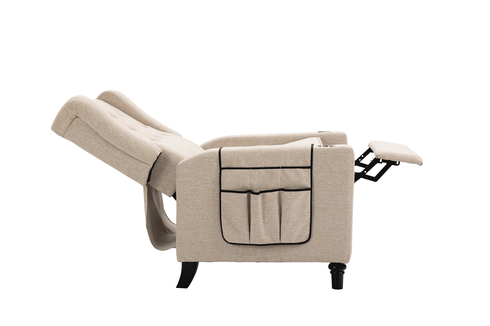 Arm Pushing Recliner Chair, Modern Button Tufted Wingback Push Back Recliner Chair, Living Room Chair Fabric Pushback Manual Single Reclining Sofa Home Theater Seating For Bedroom,Khaki Yelkow Khaki Yellow Foam Linen