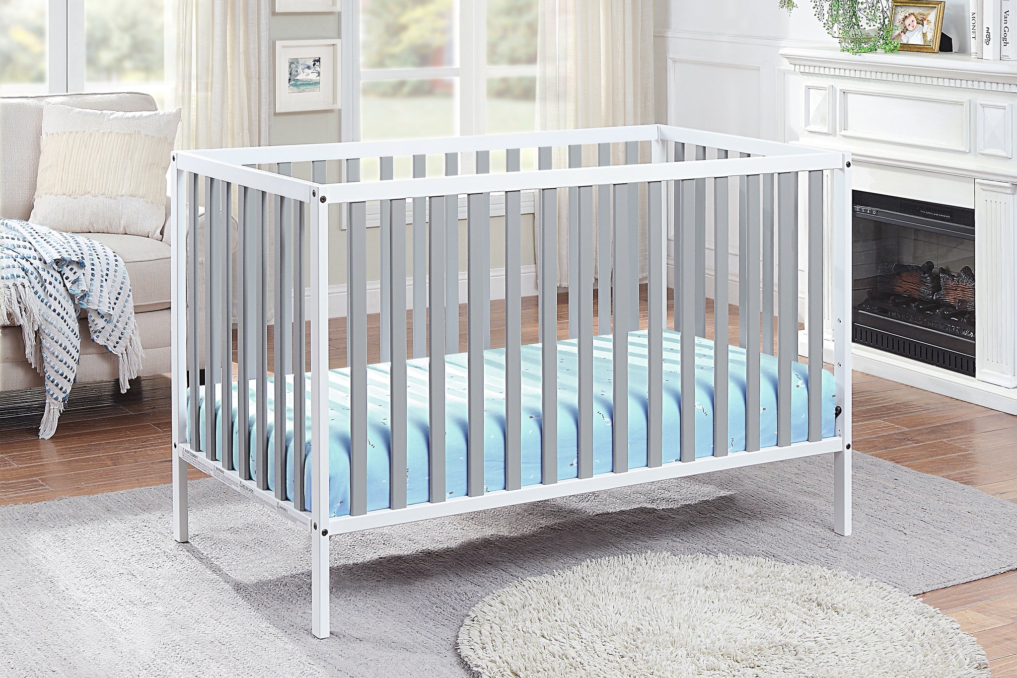 Deux Remi 3 In 1 Convertible Island Crib White Gray White Solid Wood