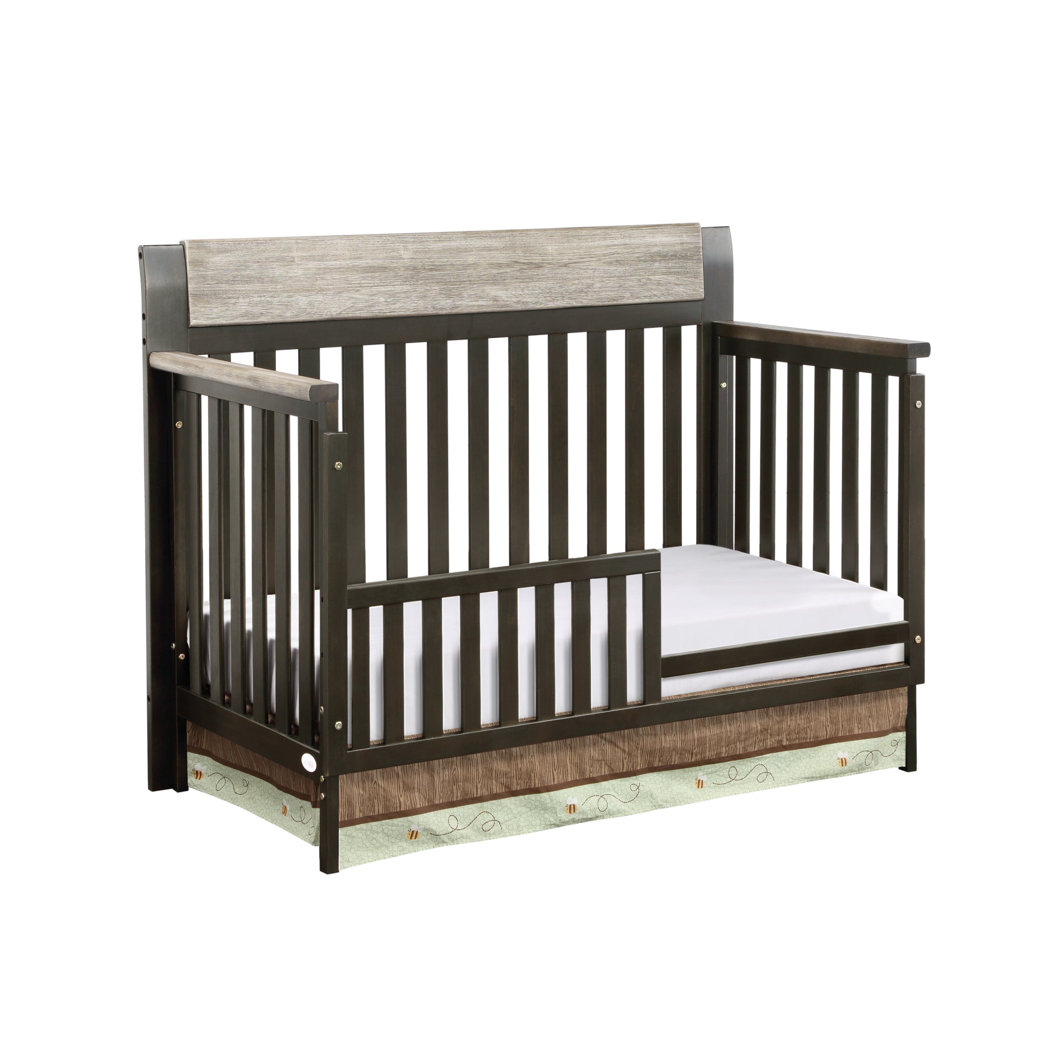 Hayes 4 in 1 Convertible Crib Coffee Weathered Stone coffee-solid wood