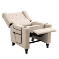 Arm Pushing Recliner Chair, Modern Button Tufted Wingback Push Back Recliner Chair, Living Room Chair Fabric Pushback Manual Single Reclining Sofa Home Theater Seating For Bedroom,Khaki Yelkow Khaki Yellow Foam Linen
