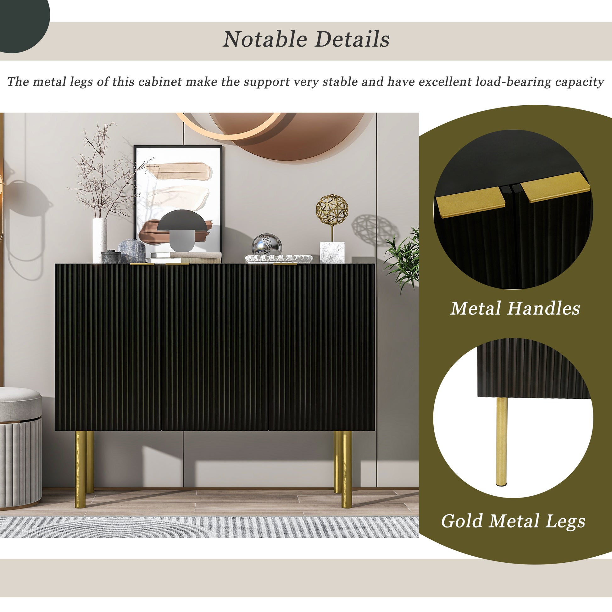 Modern Simple & Luxury Style Sideboard Particle black-particle board