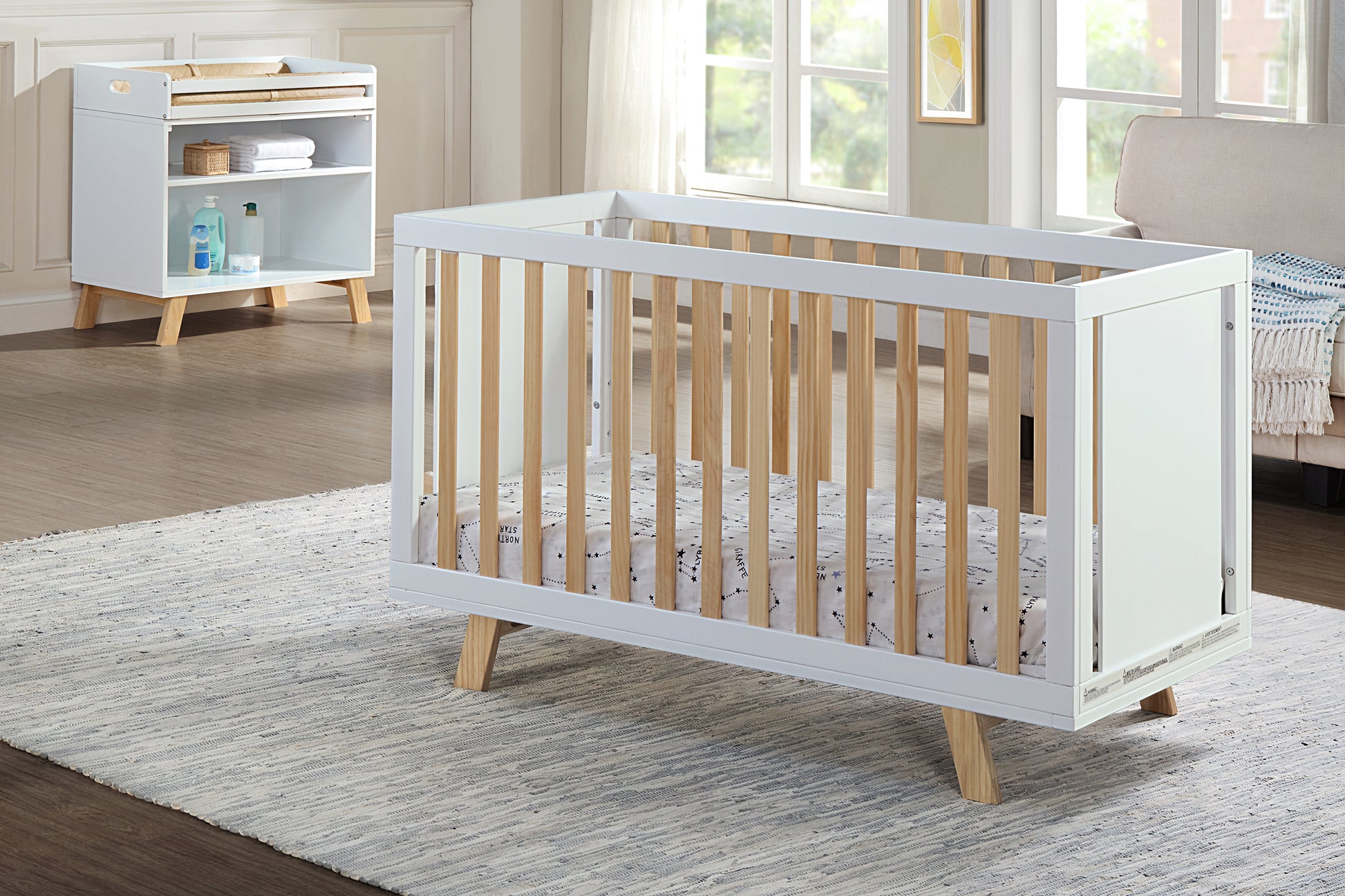 Livia Multi Purpose Changing Table White Natural White Solid Wood