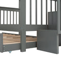 Stairway Full Over Full Bunk Bed With Twin Size Trundle, Storage And Guard Rail For Bedroom, Dorm Gray Old Sku :Lp001210Aae Gray Solid Wood