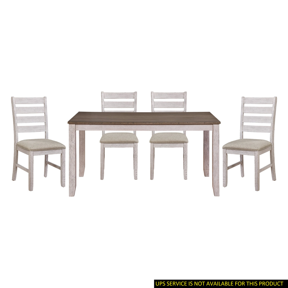 Grayish White And Brown Finish Casual Dining Room Furniture 5Pc Dining Set Rectangular Wooden Table And 4X Side Chairs Fabric Upholstered Seat Multicolor Seats 4 Dining Room Rectangular Dining Table With Chair Wood