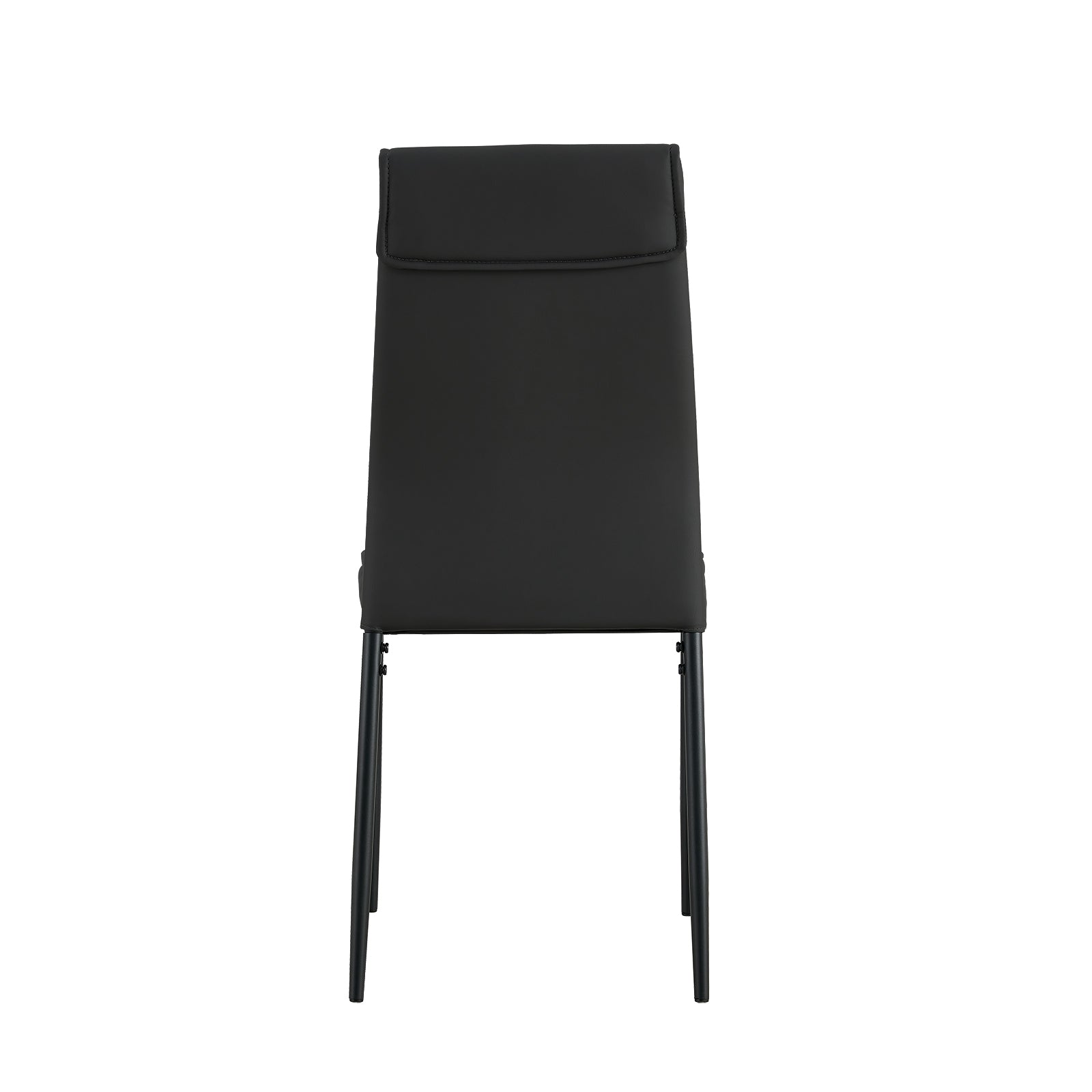 Dining Chairs Set Of 4, Black Modern Kitchen Chair With Metal Leg Black Leather