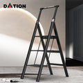 3 Step Ladder, Retractable Handgrip Folding Step Stool black-pc-aluminium