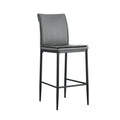 Grey Leather Barstool Dining Counter Height Chair Set Of 2 Grey Iron